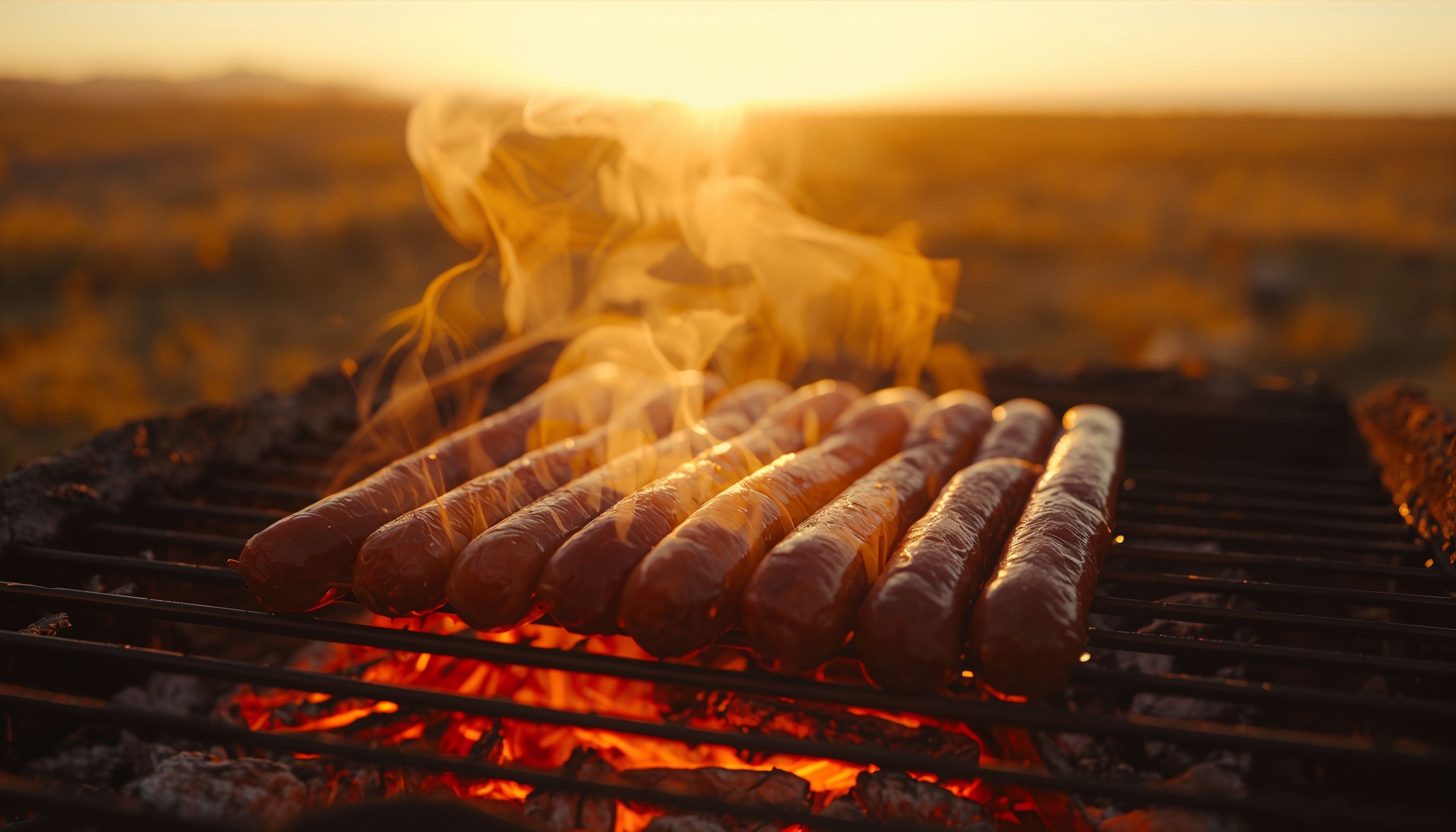 Argentinsk asado vid solnedgång över pampas