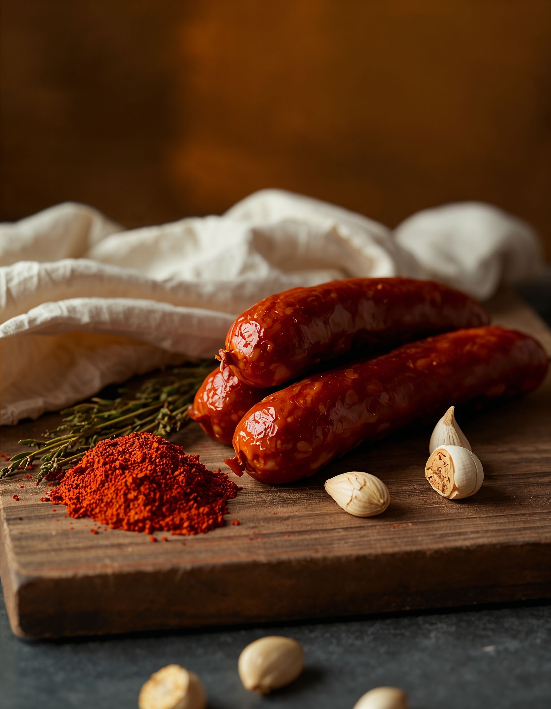 Närbild på chorizo med traditionella kryddor